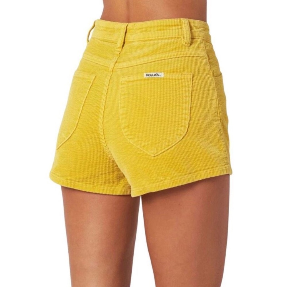 Rolla’s Dusters Cord Shorts 26 Yellow Gold Retro 70s High Rise Mustard Boho - Picture 2 of 9